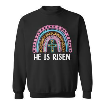 He Is Risen Leopard Rainbow Jesus Christian Happy Easter Day Sweatshirt | Mazezy
