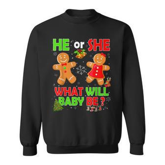 He Or She Baby Gingerbread Cookie Gender Reveal Christmas Men Women Sweatshirt Graphic Print Unisex - Seseable