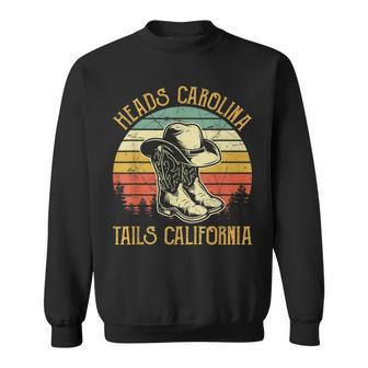 Heads Carolina Tail California Western Cowgirl Country Music Sweatshirt | Mazezy