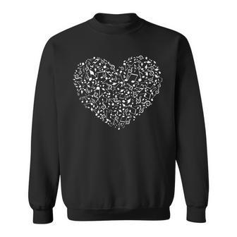 Heart Shape Musical Notes Music Lovers Valentines Day V2 Sweatshirt - Seseable
