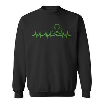 Heartbeat Shamrock Irish Lucky Clover St Patricks Day Gifts Sweatshirt - Thegiftio UK