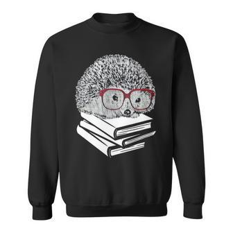 Hedgehog Love Books Glasses Lover Woman Nerd Gift Top Sweatshirt - Seseable