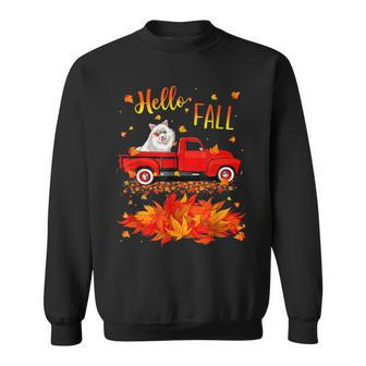 Hello Fall Samoyed Leaf Autumn Red Truck Dog Lover V2 Men Women Sweatshirt Graphic Print Unisex - Thegiftio UK