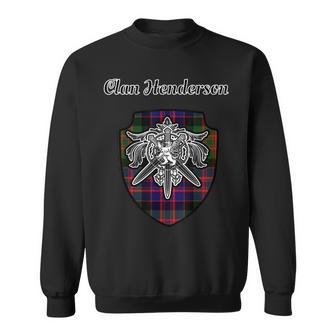 Henderson Scottish Clan Tartan Lion Sword Crest Men Women Sweatshirt Graphic Print Unisex - Seseable
