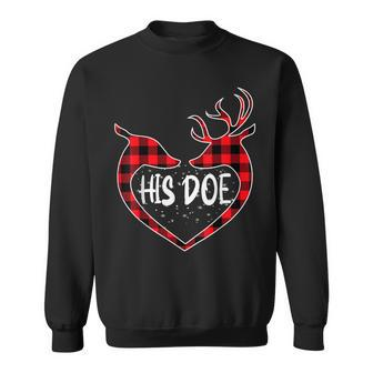 Her Buck His Doe Reindeer Xmas Pajamas Matching Couples Men Women Sweatshirt Graphic Print Unisex - Seseable