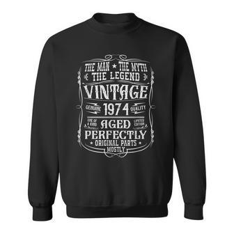 Herren Sweatshirt zum 49. Geburtstag Mann Mythos Legende 1974 Vintage - Seseable