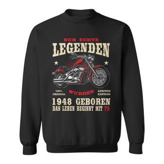 Herren Sweatshirt zum 75. Geburtstag, Biker-Motiv mit Chopper 1948 - Seseable