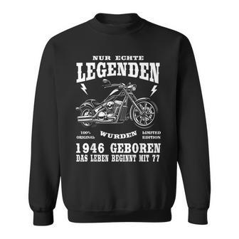 Herren Sweatshirt zum 77. Geburtstag, Biker-Motiv 1946, Motorrad Chopper - Seseable