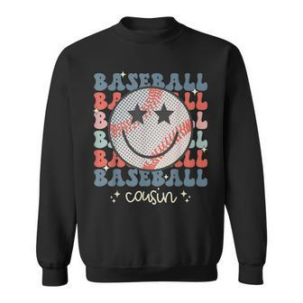 Hippie Face Baseball Cousin Game Day Groovy Mothers Day Sweatshirt | Mazezy