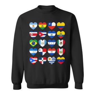 Hispanic Heritage Month Latino All Countries Heart Flags  Sweatshirt