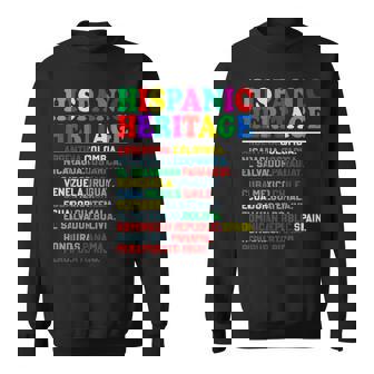 Hispanic Heritage Month Latino Countries Names Retro Vintage V3 Men Women Sweatshirt Graphic Print Unisex - Thegiftio