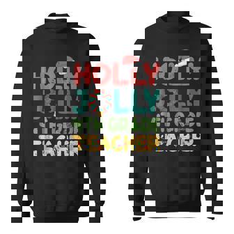 Holly N Jolly 4Th Grade Teacher Santa Christmas Tree Lights V2 Men Women Sweatshirt Graphic Print Unisex - Thegiftio