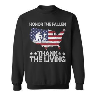 Honor The Fallen Thank The Living Veteran Military Men Women Sweatshirt Graphic Print Unisex - Seseable