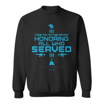 Honoring All Who Served - Thank You For Your Service Veteran Men Women Sweatshirt Graphic Print Unisex - Seseable