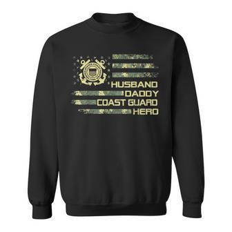 Husband Daddy Coast Guard Hero Flag American Usa Camouflage Sweatshirt - Seseable