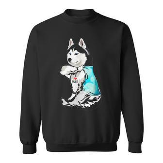 Husky Tattoo I Love Dad Funny Fathers Day Gifts Sweatshirt - Seseable