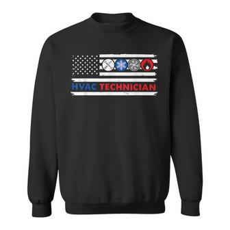 Hvac Tech American Flag Men Women Sweatshirt Graphic Print Unisex - Seseable