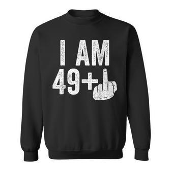 I Am 49 Plus Middle Finger 50Th Birthday V3 Men Women Sweatshirt Graphic Print Unisex - Thegiftio UK