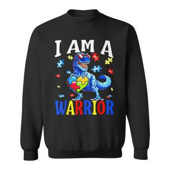 I Am A Warrior Autism Family Dinosaur Autism Awareness Sweatshirt | Mazezy