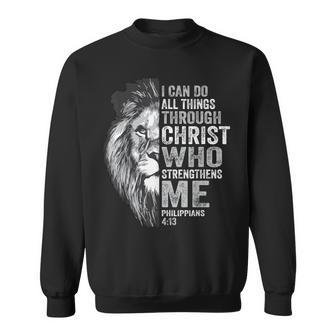 I Can Do All Things Through Christ Lion Philippians Faith Sweatshirt - Seseable
