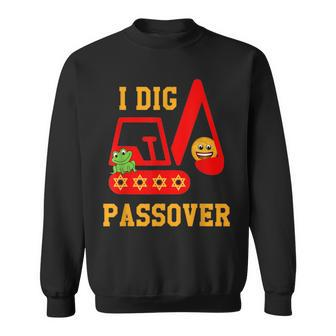 I Dig Passover Excavator Construction Pesach Matzah Frogs Sweatshirt | Mazezy