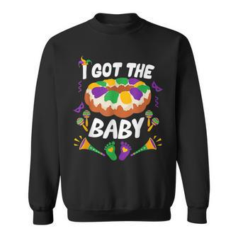 I Got Baby Pregnancy Announcement Mardi Gras V3 Sweatshirt - Seseable
