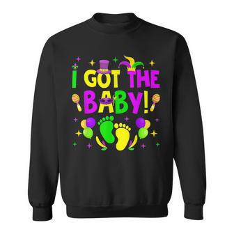 I Got The Baby Pregnancy Announcement Mardi Gras Party Sweatshirt - Seseable