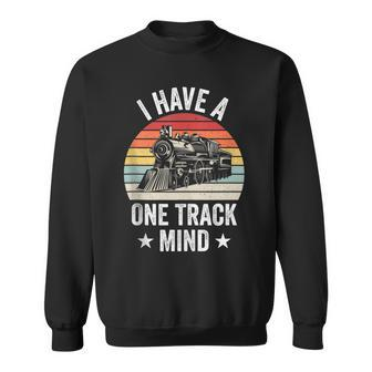 I Have A One Track Mind Train Retro Engine Model Railroad Sweatshirt - Seseable
