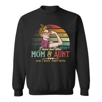 I Have Two Titles Mom And Aunt Women Leopard Vintage Aunt Sweatshirt - Seseable