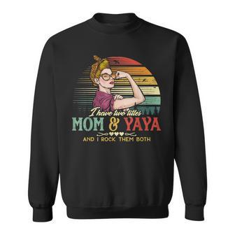 I Have Two Titles Mom And Yaya Women Leopard Vintage Grandma Sweatshirt - Seseable