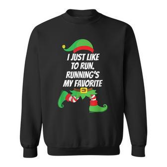 I Just Like To Run Running Runner Jog Christmas Elf Gift Men Women Sweatshirt Graphic Print Unisex - Seseable