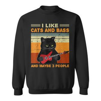 I Like Cats And Bass And Maybe 3 People Cat Guitar Lover Sweatshirt - Seseable