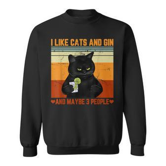 I Like Cats And Gin And Maybe 3 People Love Cat Gin Lover Sweatshirt - Seseable