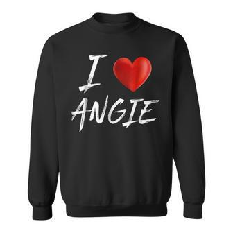 I Love Heart Angie Family Name T Sweatshirt - Seseable