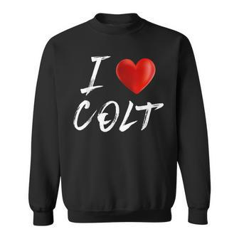 I Love Heart Colt Family Name T Sweatshirt - Seseable