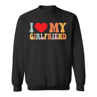 I Love My Girlfriend Funny Valentine Red Heart Love Retro Sweatshirt - Seseable