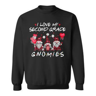 I Love My Second Grade Gnomies Valentines Day Teacher Gifts Men Women Sweatshirt Graphic Print Unisex - Seseable