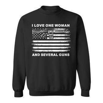 I Love One Woman & Several Guns Vintage Usa Flag Dad Grandpa Men Women Sweatshirt Graphic Print Unisex - Seseable