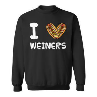 I Love Weiners Hotdogs Frankfurter Wiener Frank Sausage Bun Sweatshirt | Mazezy