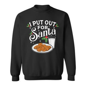 I Put Out For Santa Funny Christmas Cookies And Milk V2 Men Women Sweatshirt Graphic Print Unisex - Seseable