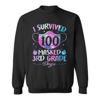I Survived 100 Masked 3Rd Grade Days Happy 100Th Day Men Women Sweatshirt Graphic Print Unisex - Seseable