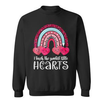 I Teach The Sweetest Hearts Rainbow Teacher Valentines Day V4 Sweatshirt - Seseable