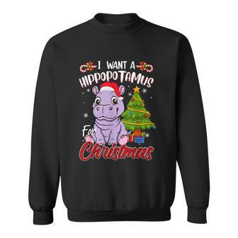 I Want A Hippopotamus For Christmas Funny Hippo Pajamas Xmas Gift Sweatshirt - Monsterry AU