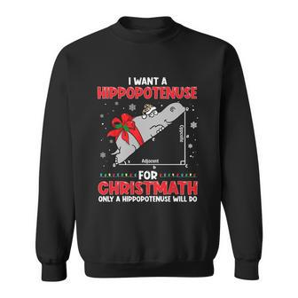 I Want A Hippopotenuse For Christmath Math Teacher Christmas Tshirt Sweatshirt - Monsterry DE