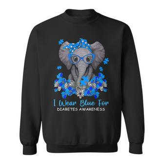 I Wear Blue For Diabetes Awareness Elephant Warrior V2 Men Women Sweatshirt Graphic Print Unisex - Thegiftio UK