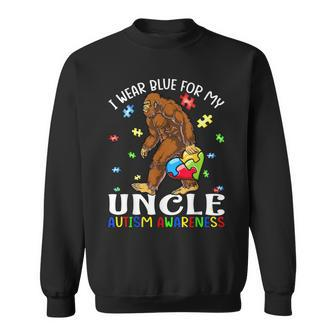 I Wear Blue For My Uncle Autism Awareness Bigfoot Sweatshirt | Mazezy