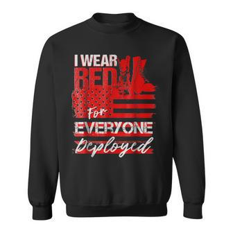 I Wear Red For Everyone Deployed Military Support Sweatshirt | Mazezy