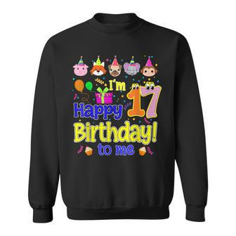 Im 17 Happy Birthday To Me Animal Cup Cake Birthday Party Men Women Sweatshirt Graphic Print Unisex - Thegiftio UK