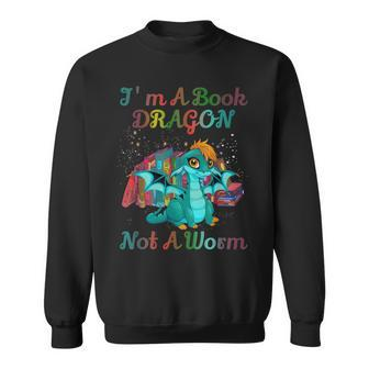 Im A Book Dragon Not A Worm Funny Dragoon Book Men Women Sweatshirt Graphic Print Unisex - Seseable
