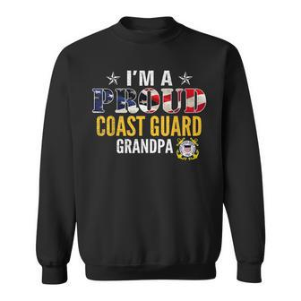 Im A Proud Coast Guard Grandpa American Flag Gift Veteran Sweatshirt - Seseable